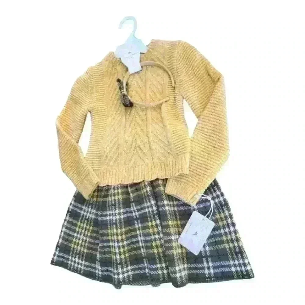 Tommy Bahamas‎ Girl Chenille Sweater With Plaid Skirt & Headband Nwts Size 5/6.